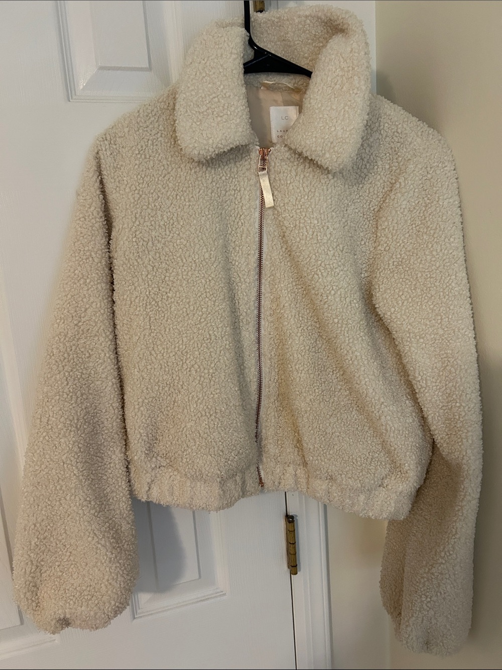 LC Lauren Conrad Cream Teddy Jacket